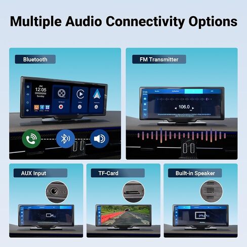 Wireless Apple Carplay & Android Auto 10.26 "شاشة تعمل باللمس مع 2K Dash Cam ، الكاميرا الاحتياطية 1080 بكسل ، التنقل في GPS ، التحكم الصوتي ، Bluetooth ، Link Link ، Aux & FM Support ، 64g in Saudi Arabia