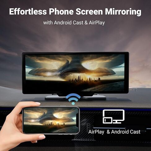 Wireless Apple Carplay & Android Auto 10.26 "شاشة تعمل باللمس مع 2K Dash Cam ، الكاميرا الاحتياطية 1080 بكسل ، التنقل في GPS ، التحكم الصوتي ، Bluetooth ، Link Link ، Aux & FM Support ، 64g in Saudi Arabia