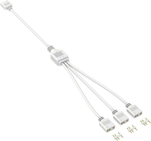 Gen 2 ARGB Splitter 5V 3 Pin 1 to 4/3/2 All Mainboard ARGB Extension Cable with Adapter Pin for Mainboard DIY(White 1 to 3) in Kuwait