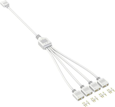 Gen 2 ARGB Splitter 5V 3 Pin 1 to 4/3/2 All Mainboard ARGB Extension Cable with Adapter Pin for Mainboard DIY(White 1 to 3) in Kuwait