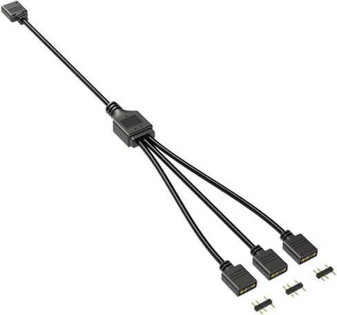 Gen 2 ARGB Splitter 5V 3 Pin 1 to 4/3/2 All Mainboard ARGB Extension Cable with Adapter Pin for Mainboard DIY(White 1 to 3) in Kuwait