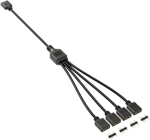 Gen 2 ARGB Splitter 5V 3 Pin 1 to 4/3/2 All Mainboard ARGB Extension Cable with Adapter Pin for Mainboard DIY(White 1 to 3) in Kuwait