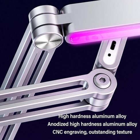 FOSA Metal Bed Phone Holder with Clamp, 360 Degree Rotation Tablet Holder, Foldable Desk Long Arm Phone Mount with Adjustable Light for Phone Tablet (Silver) in Saudi Arabia