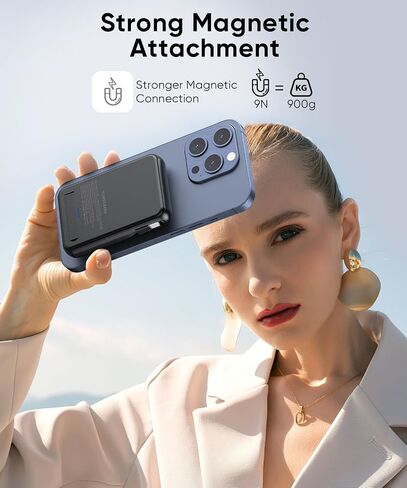 superallure Magnetic Power Bank 12000mAh for Magsafe Portable Charger, 22.5W Fast Charger Wireless Battery Pack with Built in Cables, for iPhone 16/16 Plus/16 Pro/16 Pro Max iPhone 15/14/13/12 Series in Saudi Arabia
