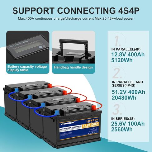 12V 100Ah LiFePO4 Lithium Battery with 100A BMS,5000 Deep Cycles Rechargeable Batterys Life for RV,Solar,Trolling Motor,Outdoor Energy Storagespecial Battery in Saudi Arabia