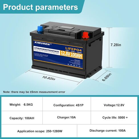 12V 100Ah LiFePO4 Lithium Battery with 100A BMS,5000 Deep Cycles Rechargeable Batterys Life for RV,Solar,Trolling Motor,Outdoor Energy Storagespecial Battery in Saudi Arabia