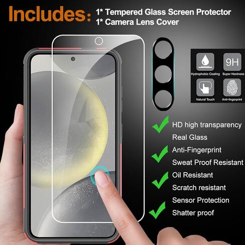 تم تصميمه لحامي Samsung Galaxy S24 مع واقي شاشة زجاجي ووقاية من عدسة الكاميرا ، وحالة هاتف قاسية صدمية قوية في Galaxy S24 (6.2 "، 2024) [أسود] in Kuwait