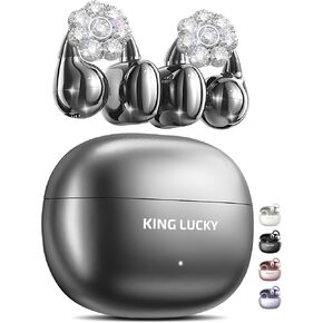 King Lucky Clip-on Earbuds Jewelry Wireless Bluetooth 5.4 Comfortable Open Ear Headphones with Detachable Flower Earrings,IPX5 Waterproof, 50H Play, for Women, Gift,Parties,Festival (White)