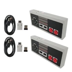 Feuaue New Upgraded 2x Wireless Controller for Mini NES Classic Edition, Compatible for Raspberry Pi(Linux)/ PC(Windows)/ MACBOOK(ios)/ TV BOX(Android), with USB wireless adapter