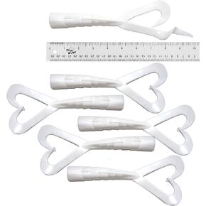 6pcs Fish WOW! White 8 inch Twin Tail Perch Grub 10" (with Tail Extended) Scampi Soft Lure Come with a pre-Hole