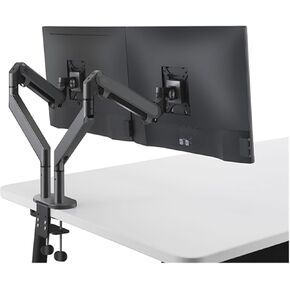 OZ-2 Dual Arm Monitor Mount Desk Stand Full Motion Aluminum 17-32 Inch Monitor Holder Gas Spring Arm Load 2-8kgs Each(Dark Grey)