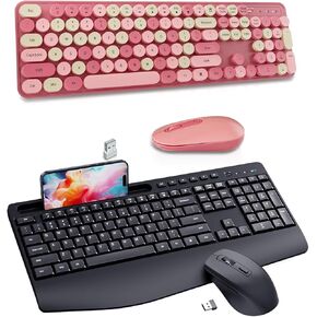 Wireless Keyboard Mouse Combo, Silent Click, 10M Connectivity, Dual System Support
