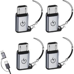 USB C to Micro USB Adapter (4 Packs), USB C Female to Micro USB Plug Adapter, Supports 18W Fast Charging, Does not Support OTG Connection, Such as Headphones, External Hard Drives, Keyboards
