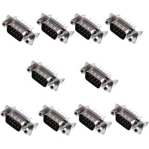 Oiyagai 10 pcs DB9 9 Pin 2 Row Lock Screw 180 Degree Female D-Sub PCB Connector DP9