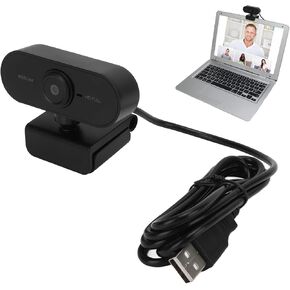 1080P HD Webcam with Microphone, USB Computer Camera Plug Play 360° Rotation Noise Cancelling Mic for Laptop PC Mac for Online Classes, Live Streaming