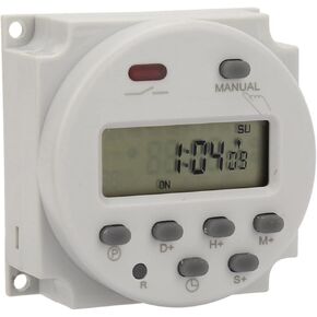 Small Type 7 Days Programmable Digital Displayed Timer Switch, 1s~168h, Suitable for Street Lamps, Radio and Television, Large Time Setting Range, Strong Anti Interference (24V DC)