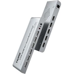 4K HDMI KVM Switch 4x1 with Quad Multi Viewer 4 in 1 Out HDMI Multiviewer USB Switcher 4 in 1 Out for 4 PC Share Mouse Keyboard(KVM 4x1 1080,US Plug)