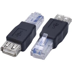 2PCS Ethernet to USB Adapter RJ45 Ethernet Male to USB Female Converter 10Mb/100Mbs Network Connector for Laptops Computers