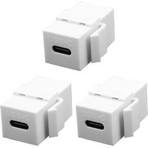 3pcs usb c jack inserts edapter ، female to female onface jocpler socket adapter usb c insert port for outlet لوحة جدار (أسود)