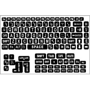 Stickers Large Print Keyboard Labels for PCs- White-Black by Viziflex