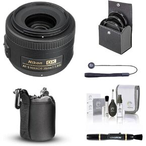 Nikon 35mm f/1.8G DX AF-S NIKKOR Lens, Bundle with ProOptic 52mm Filter Kit, Lens Case, Lens Cleaner, Cleaning Kit, Lens Cap Tether