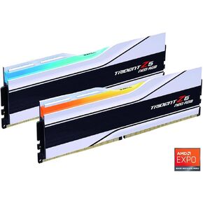G.SKILL Trident Z5 Neo RGB Series (AMD Expo) DDR5 RAM 32GB (2x16GB) 6400MT/s CL32-39-39-102 1.40V Desktop Computer Memory UDIMM - Matte White (F5-6400J3239G16GX2-TZ5NRW)