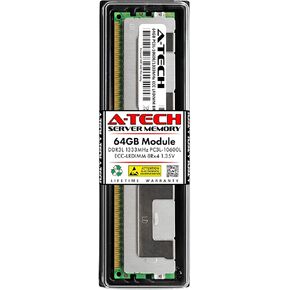 A-Tech 64GB RAM for Dell PowerEdge M420, M620, M820, R620, R720, R820, R920, T320, T620 | DDR3 1333MHz PC3L-10600 ECC LRDIMM 8Rx4 1.35V Load Reduced Server Memory Upgrade
