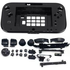 Full Housing Shell Case for Wii U, Replacement Full Housing Repair Parts Black for Nintend WiiU Gamepad with Bottons Accessories Black