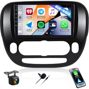 4G+64G Car Stereo Radio for KIA Soul 2014 2015 2016 2017 with Wireless CarPlay Android Auto Bluetooth 5.0 WiFi GPS, Android 13 Car Radio, 9" Touch Screen Head Unit, 16EQ, HD Backup Camera (Manual AC)