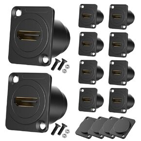 14PCS HDMI Panel Mount Coupler and Panel-Mount Blank Plate Set， HDMI D-Type Pass Through Connector, Female to Female 4K Adapter, Bulkhead Extension 4K 60hz 3D and HDR with Cap