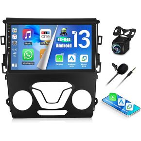 CAMECHO 4+64G Android 13 Car Stereo for Ford Fusion Mondeo 2013-2017 9 Inch Touch Screen in-Dash GPS Head Unit with CarPlay & Android Auto Bluetooth DSP/GPS WiFi 32EQ+ AHD Backup Camera