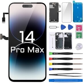 Screen Replacement for iPhone 14 Pro Max 6.7" LCD Display Digitizer Front Speaker Proximity Sensor 3D Touch Full Assembly Repair Fix Tools Kit A2894 A2651 A2893 A2896 A2895