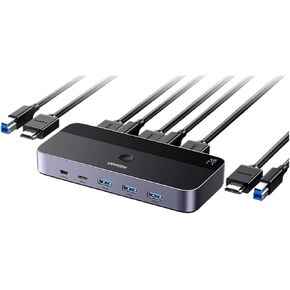 4K@60Hz HDMI KVM Switch USB3.0 KVM Switcher 2 PCs Sharing 1 Monitor,Printer,Keyboard,Mouse Switch Support 3D,HDR Vision