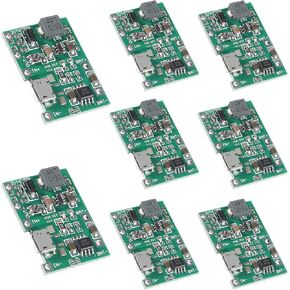 8Pcs 2A USB 18650 Lithium Li-ion Battery Charger Module Adjustable Boost Module DC-DC 3.7V to 5V 9V 12V Step Up Boost Module TP4056 DIY Kit Parts