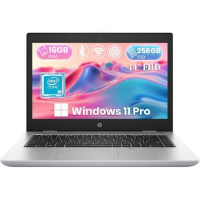 HP ProBook 640 G5 Laptop, 14-inch FHD Display, 8th Gen Core i5-8365U, 16GB RAM, 256GB SSD, Fingerprint Unlock, Backlit Keyboard, Work Essentials, Windows 11 Pro (Renewed)
