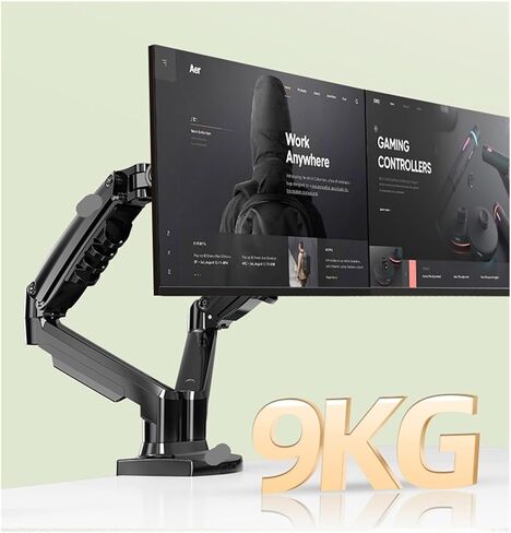 F160 Gas Spring 360 Degree Desktop 17"-27" Dual Monitor Holder Arm with USB3.0 Monitor Mount Bracket Load 2-9kg Each(with Two USB3.0) in Saudi Arabia