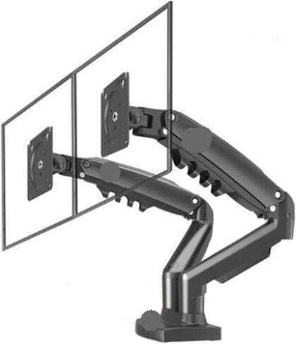 F160 Gas Spring 360 Degree Desktop 17"-27" Dual Monitor Holder Arm Full Motion Monitor Mount Bracket Load 2-9kg Each in Saudi Arabia
