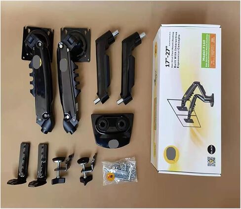 F160 Gas Spring 360 Degree Desktop 17"-27" Dual Monitor Holder Arm Full Motion Monitor Mount Bracket Load 2-9kg Each in Saudi Arabia
