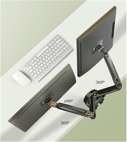 F160 Gas Spring 360 Degree Desktop 17"-27" Dual Monitor Holder Arm Full Motion Monitor Mount Bracket Load 2-9kg Each in Saudi Arabia