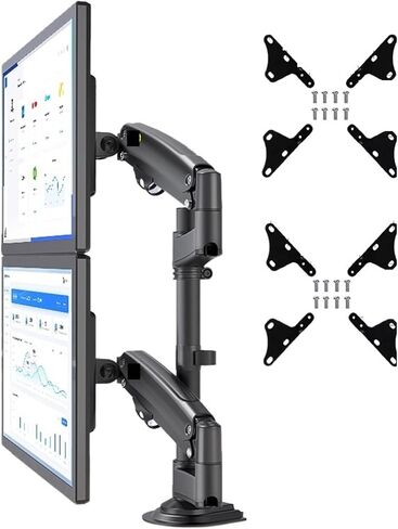 H180 22"-32" Double Monitor Desk Holder Arm Gas Spring Full Motion LCD TV Mount 2-12kg Dual Arm Clamp Bracket(H180) in Saudi Arabia