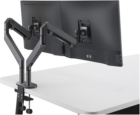 OZ-2 Dual Arm Monitor Mount Desk Stand Full Motion Aluminum 17-32 Inch Monitor Holder Gas Spring Arm Load 2-8kgs Each(Dark Grey) in Saudi Arabia
