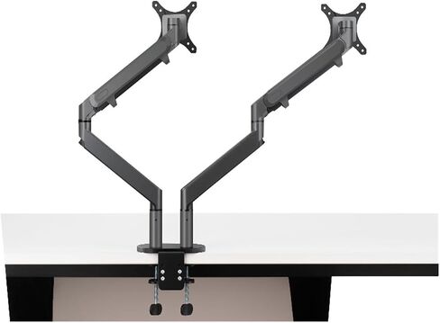 OZ-2 Dual Arm Monitor Mount Desk Stand Full Motion Aluminum 17-32 Inch Monitor Holder Gas Spring Arm Load 2-8kgs Each(Dark Grey) in Saudi Arabia
