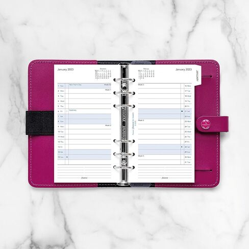 Filofax Calendar Diary Refill, Personal/Compact Size, Month-to-View, with Tabs, White Paper, Ruled, English, 2024 (C68425-24) in Saudi Arabia