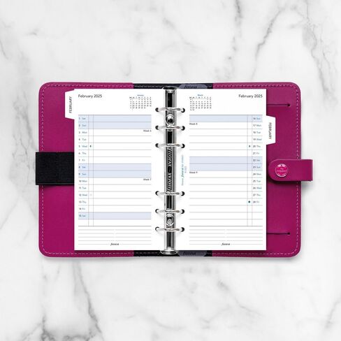 Filofax Calendar Diary Refill, Personal/Compact Size, Month-to-View, with Tabs, White Paper, Ruled, English, 2024 (C68425-24) in Saudi Arabia