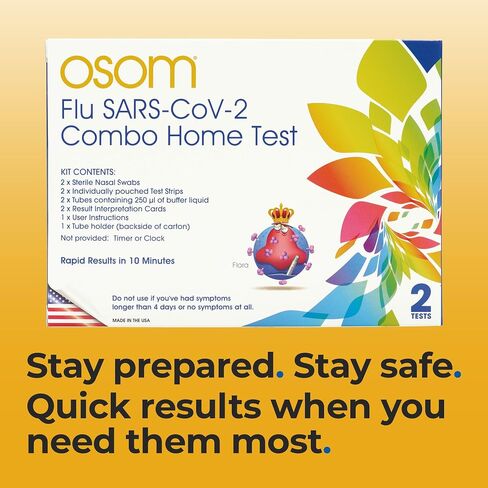 Osom COVID-19 Antigen Home Test, 12 Rapid Tests Included, Results in 15 Minutes, Made in The USA, Easy to Use (12 Tests) in Saudi Arabia