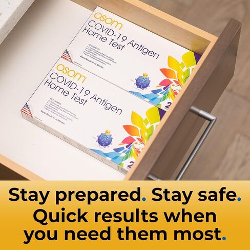 اختبار Osom COVID-19 Antigen Home Test، يتضمن 12 اختبارًا سريعًا، النتائج في 15 دقيقة، صنع في الولايات المتحدة الأمريكية، سهل الاستخدام (12 اختبارًا) in Kuwait