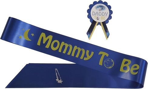 Grandpa to Be Pin Galaxy Star Baby Shower Pin Outer Space for Papa to wear, It's a Girl Sprinkle Royal Blue Glitter, One Size, cardstock and satin in Kuwait