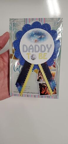 Grandpa to Be Pin Galaxy Star Baby Shower Pin Outer Space for Papa to wear, It's a Girl Sprinkle Royal Blue Glitter, One Size, cardstock and satin in Kuwait