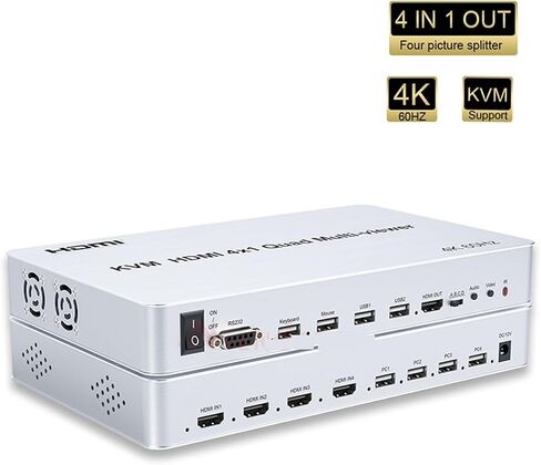 4K 60Hz KVM HDMI Multi-viewer 4X1 HDMI Quad Screen Multiviewer with Seamless 4 in 1 HDMI Multi viewer for USB Keyboard Mouse PC(4k 60Hz,AU Plug) in Saudi Arabia
