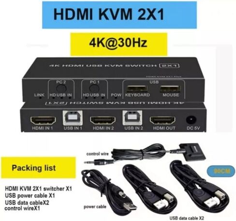 HDMI 2.1 KVM Switch 4K 120Hz HDMI USB KVM Switch Dual Port USB HDMI 2.1 Switcher 2X1 4K 60Hz 8K 60Hz(4K 60Hz No Hotkey) in Saudi Arabia